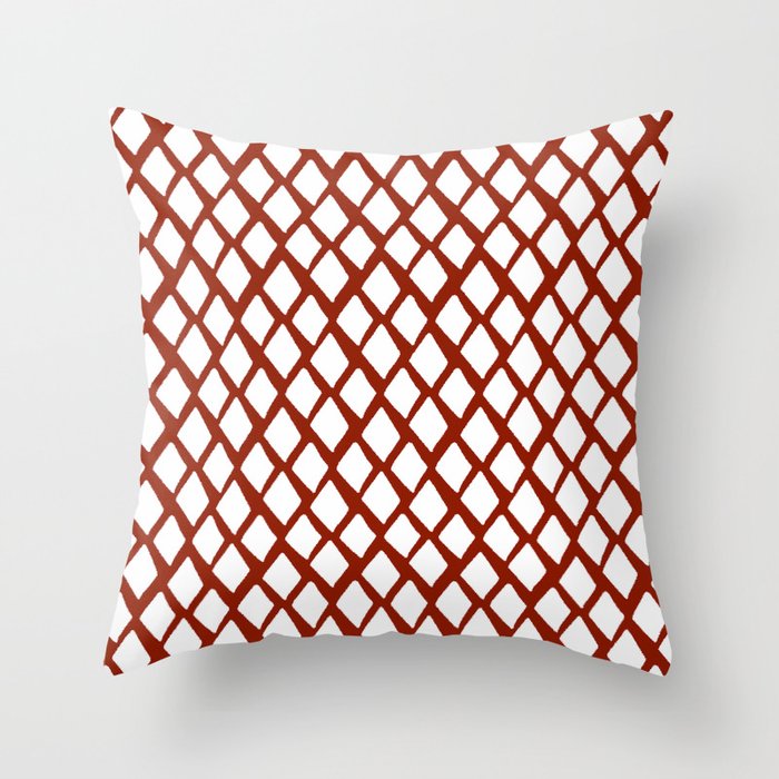 Rhombus White And Red Throw Pillow