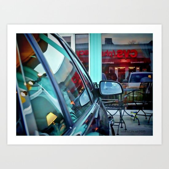 Sign Reflection at the Cafe Tabooley in Austin Art Print