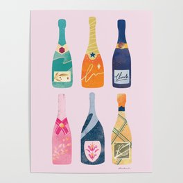 Champagne Bottles - Pink Ver. Poster