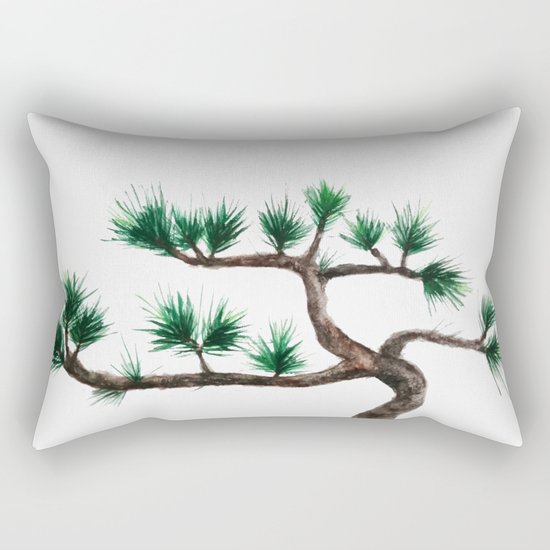 green pine tree painting Rectangular Pillow