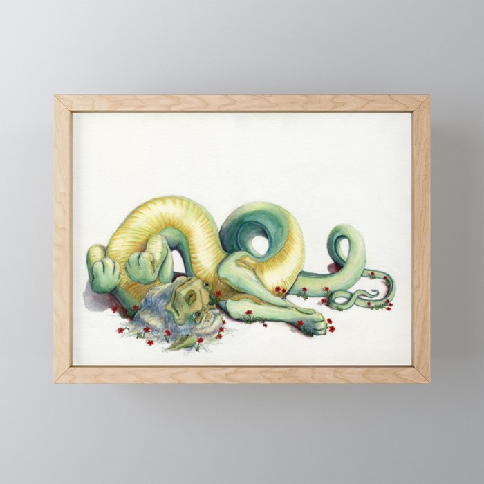 Golden Belly Dragon Framed Mini Art Print