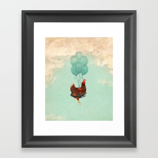 Chickens can't fly ("The sky is falling!") Framed Art Print
