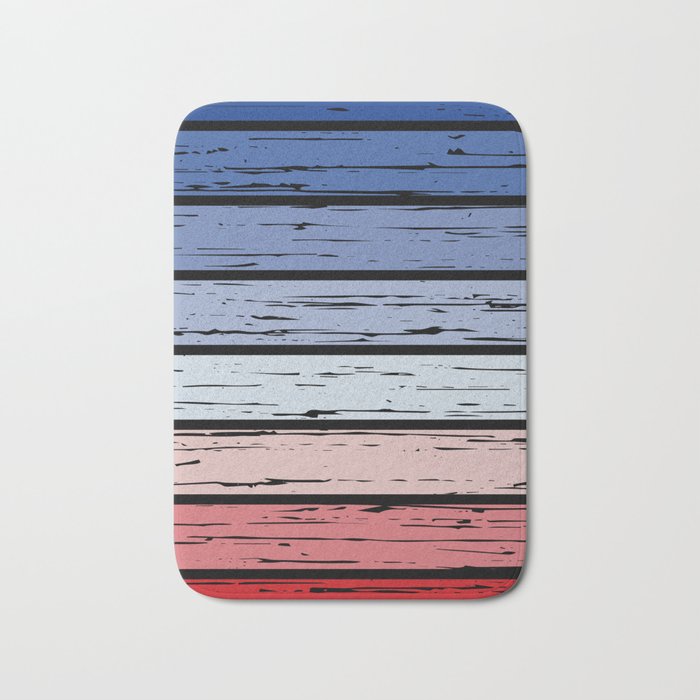 Contemporary blue and red tones rustic wood with black background Bath Mat