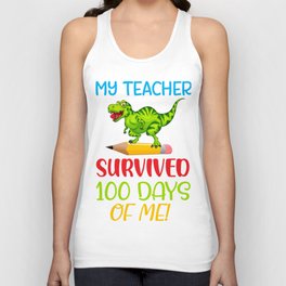 My Teacher Survived 100 Days Of Me Dinosaur T-rex 100 Days Of School, Funny 100 Days Of School Unisex Tank Top