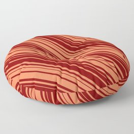 [ Thumbnail: Coral & Maroon Colored Lined/Striped Pattern Floor Pillow ]
