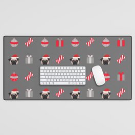 Christmas Pug Pattern Desk Mat