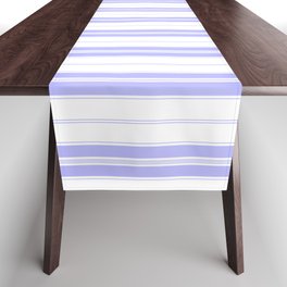 Periwinkle Blue and White Vertical Vintage American Country Cabin Ticking Stripe Table Runner