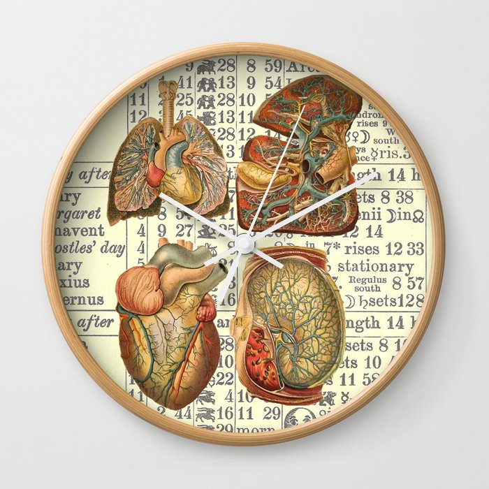 Beautiful Body Parts On Vintage Farmers Almanac Page Wall Clock By Paperrescuedesigns
