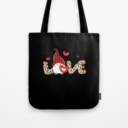 Cute Gnome Heart Love Leopard Valentine Tote Bag