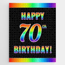 [ Thumbnail: Fun, Colorful, Rainbow Spectrum “HAPPY 70th BIRTHDAY!” Jigsaw Puzzle ]
