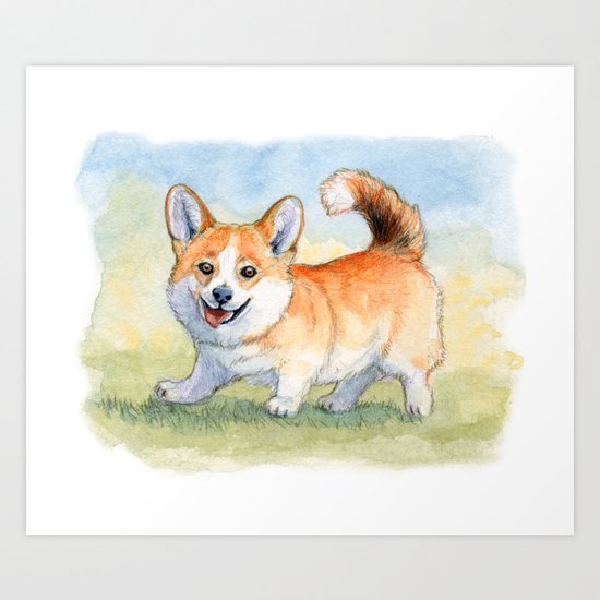 Funny Welsh Corgi 859 Art Print