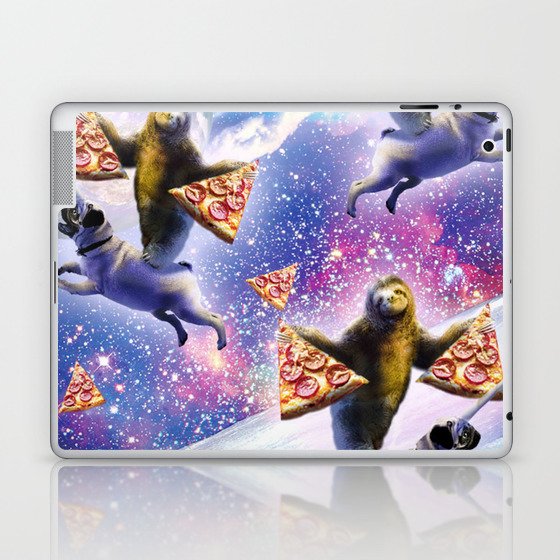 Space Sloth Riding Pug Pugicorn Unicorn Eating Pizza Laptop & iPad Skin