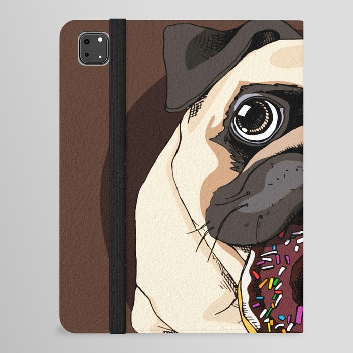 Adorable Beige Puppy Pug Chocolate Donut iPad Folio Case