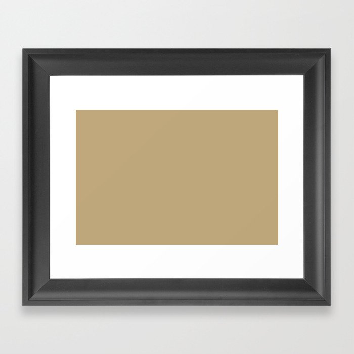 Mid-tone Golden Tan Brown Solid Color Pairs PPG Antiquity PPG1093-5 - All One Single Shade Colour Framed Art Print