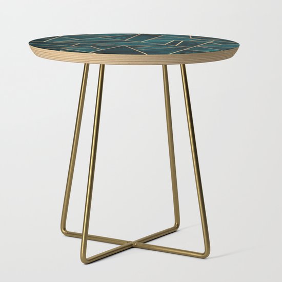 Deep Teal Stone Side Table By Elisabeth, Teal Side Table With Drawer