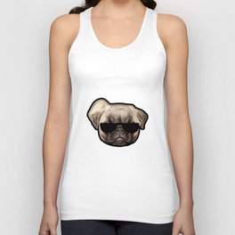Pug With Shades Cool Chill Dog Humor Unisex Tank Top