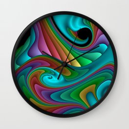 fractal squares -04- Wall Clock | Digital, Black, Geometric, 3D, Turquoise, Asti, Issabild, Fractal, 3D Art, Graphicdesign 