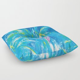 Shades Of Blue And Green Palm Trees Floor Pillow