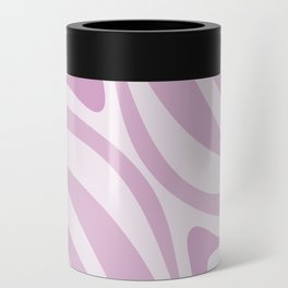 New Groove Retro Swirl Abstract Pattern in Pastel Lilac Purple Can Cooler