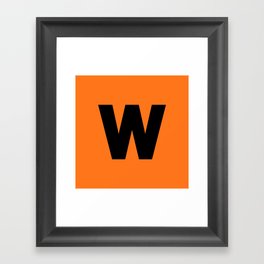 letter W (Black & Orange) Framed Art Print