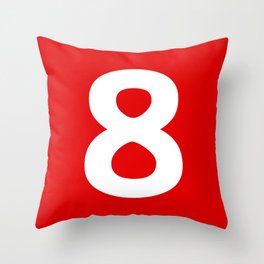 Number 8 (White & Red) Throw Pillow