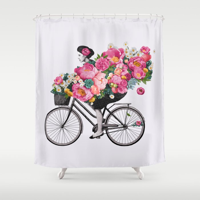 floral bicycle Shower Curtain