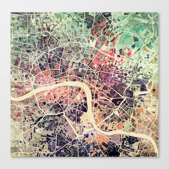 London Mosaic Map #1 Canvas Print