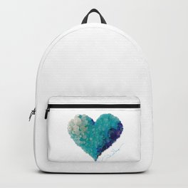 LOVE Sea Glass Heart AQUA Valentines Day Gift - Donald Verger Valentine's Gifts Maine Fine Art Backpack
