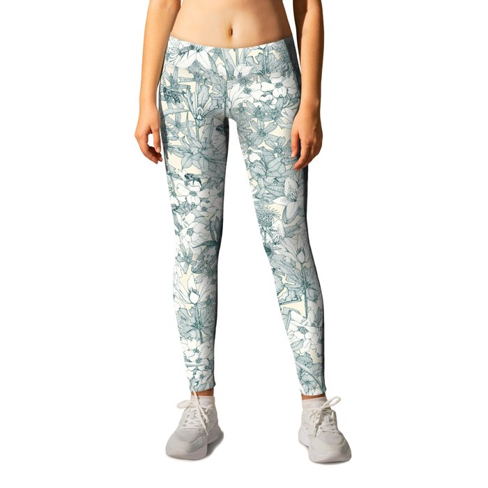 NC wildflowers and bees jade Leggings