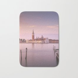 Venice lagoon, San Giorgio church and gondolas at sunrise. Italy Bath Mat