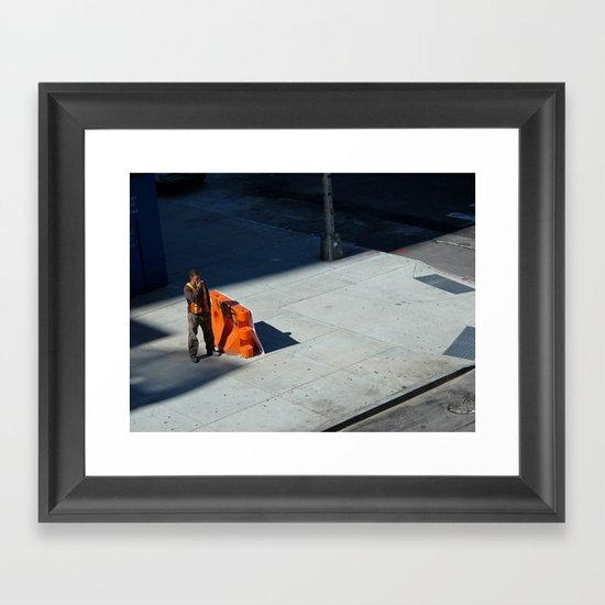 Smoking Construction Worker Framed Art Print
