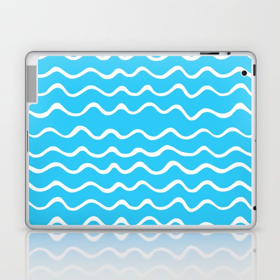 Simple aqua and white handrawn waves - for your summer Laptop & iPad Skin