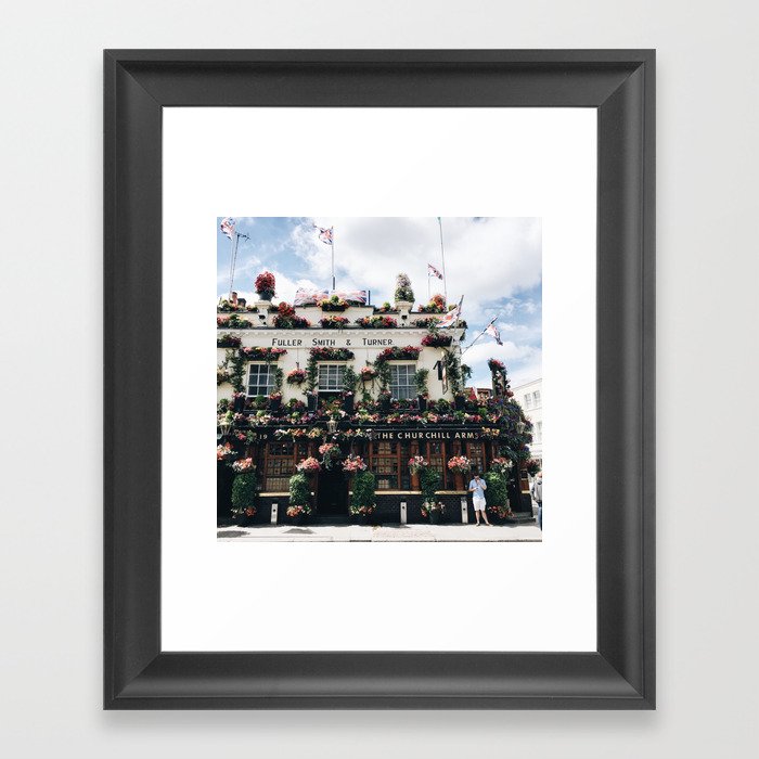 The Churchill Arms Floral Pub Print Framed Art Print