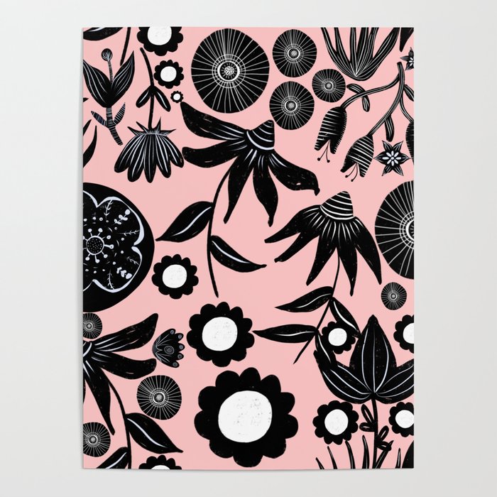 Adventure in the field of flowers - Pink Poster