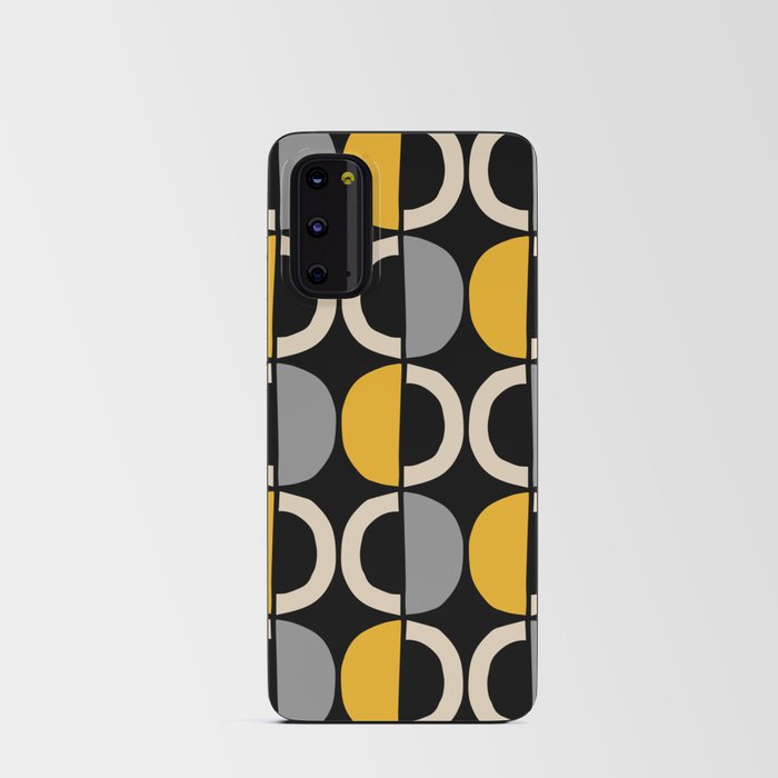 Mid Century Modern Half Circle Pattern 637 Black Yellow Gray and Beige Android Card Case