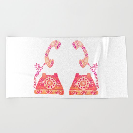 Vintage Rotary Phone – Peach Palette Beach Towel