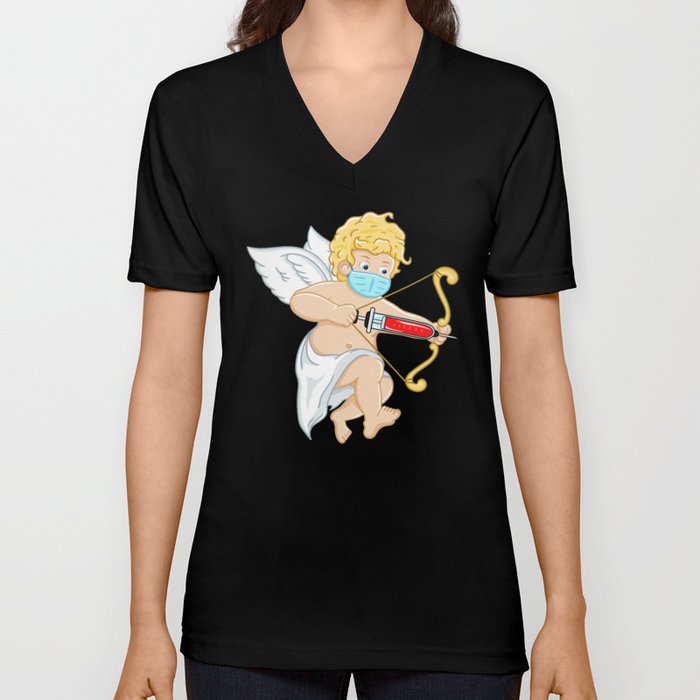 Valentines Day Masked Cupid Funny Velentine Gift Idea For Wmen & Men V Neck T Shirt