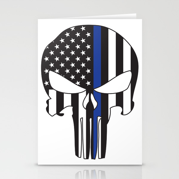 Punisher Skull American Flag Thin Blue Line Stationery Cards By