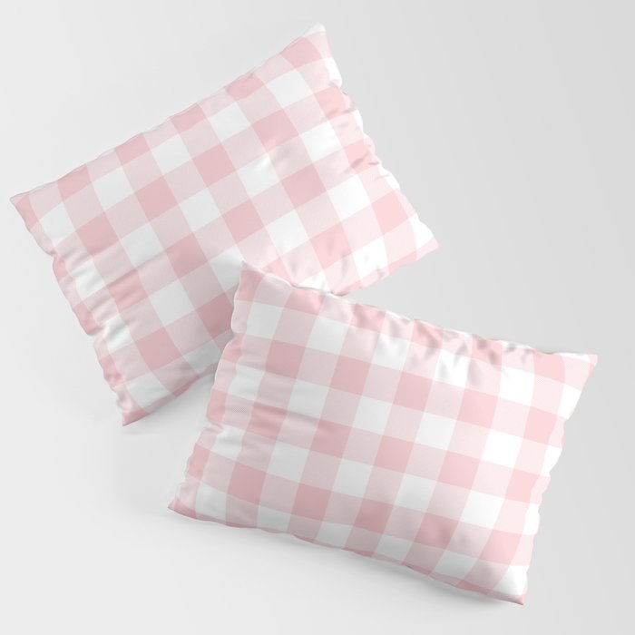 Large Valentine Soft Blush Pink and White Buffalo Check Plaid Pillow Sham