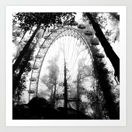 Forest Wheel Art Print | Exposure, Double, Glitch, Ferris Wheel, Surrealist, Surreal, Forest, Art, Digital, Psychedelic 