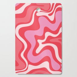 Retro Liquid Swirl Abstract Pattern Cherry Red Pink Cutting Board