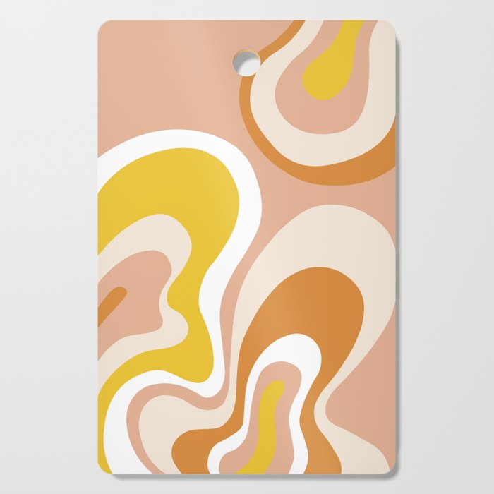 Trippy Psychedelic Abstract in Peach, Orange, Cream and Yellow Cutting Board