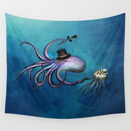 Underwater Love // octopus jellyfish Wall Tapestry