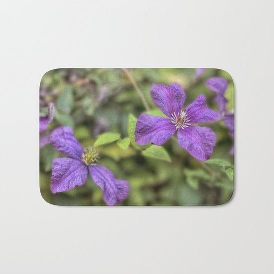 purple Clematis flower Bath Mat