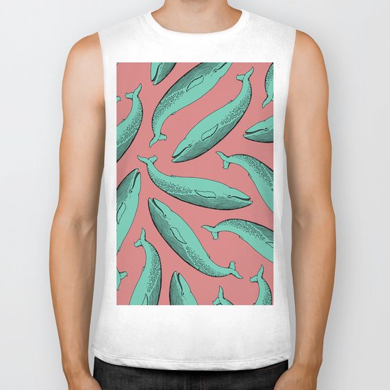 calm whale pattern Biker Tank