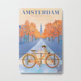 Netherlands, Amsterdam Travel Poster Metal Print | Amsterdamprint, Europe, Bike, Vintage, Holland, Homedecor, Netherlandsposter, Travelgift, Travelposter, Netherlandsprint 