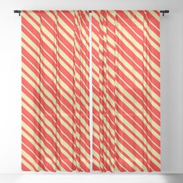 [ Thumbnail: Red & Tan Colored Stripes Pattern Sheer Curtain ]