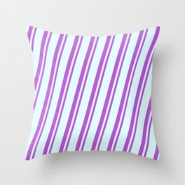 [ Thumbnail: Light Cyan and Orchid Colored Lined/Striped Pattern Throw Pillow ]