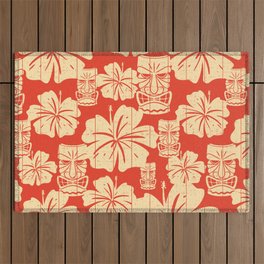 Tiki Pattern in Red Outdoor Rug