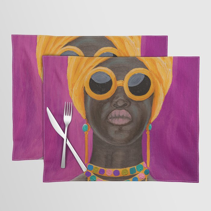 African American Woman Pop Art Portrait Placemat